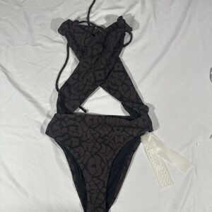 NWT Devon Windsor [ Medium ] Astrid Full Piece One Swimsuit Safari Brown‎ #U1330